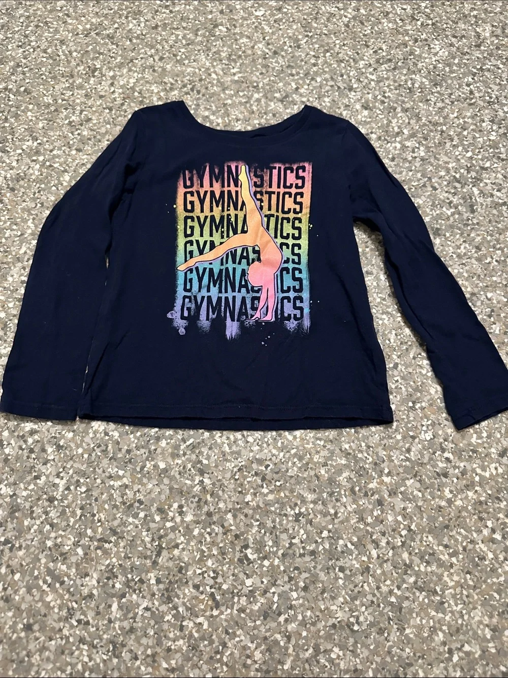 Girls' Navy Gymnastics Graphic Long-Sleeve Tee